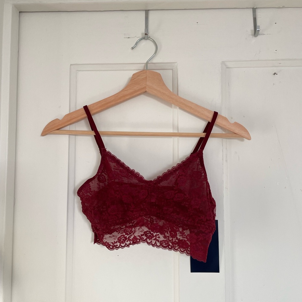 Elegant Lace Bralette in Deep Red